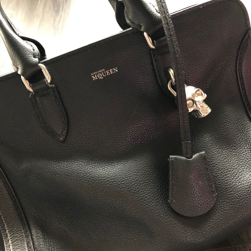 Alexander McQueen Medium Tote Bag , Black/Silver